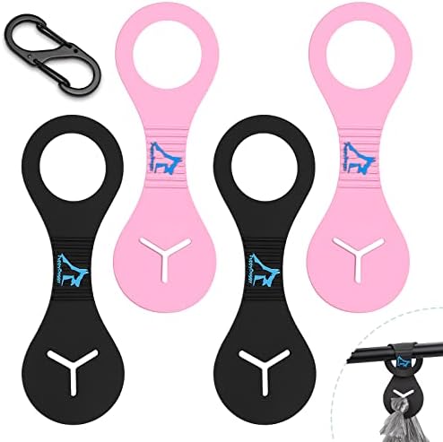 Dog Poop Bag Holder for Leash Waste Bag Carrier Dog Poop Bag Dispenser for Walking Running Bicycle Accessory 4 Pieces (Black + Pink) by PuppyDoggy