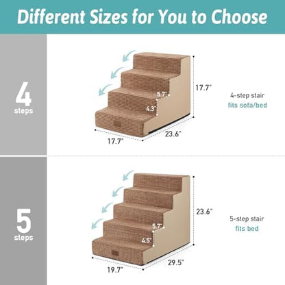 COZY KISS Dog Stairs for Small Dogs, 5 Step Pet Stairs for Beds & Couches - Image 3
