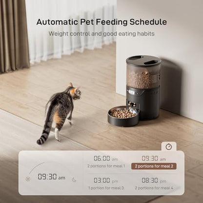 IMIPAW PET Automatic Cat Feeder: 3L Auto Food Dispenser with Timed Feeding| 6 Meal Programmable& 1-20 Portion Precise Control- Easy to Clean for Cat Indoor| Desiccant Keep Food Fresh with Staiess Bowl - Image 2