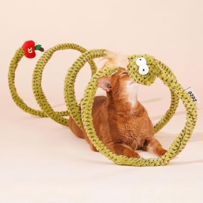 ZEZE Forest Snake Spiral Cat Tunnel Toy with Catnip, Bell & Hanging Teasers, Foldable Interactive Plush Tunnel for Indoor Cats by zeze%7COnlythebestforyourlovingpet