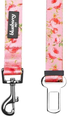Blueberry Pet 8 Patterns Spring Scent Inspired Floral Rose Baby Pink Adjustable Dog Seat Belt Tether for Dogs Cats, Durable Safety Car Vehicle Seatbelts Leads Use with Harness - Image 3