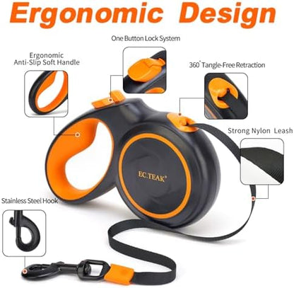 Retractable Dog Leash, Great Leash Retractable for Small/Medium/Large Dogs up to 110 lbs, Strong Nylon Tape, Tangle Free, One-Hand Brake - Image 2