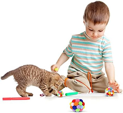 TUSATIY Cat Toy Balls with Bell 3PCS, Colorful Soft Fuzzy Balls Built-in Bell for Cats, Interactive Playing Chewing Toys for Indoor Cats and Kittens - Image 2