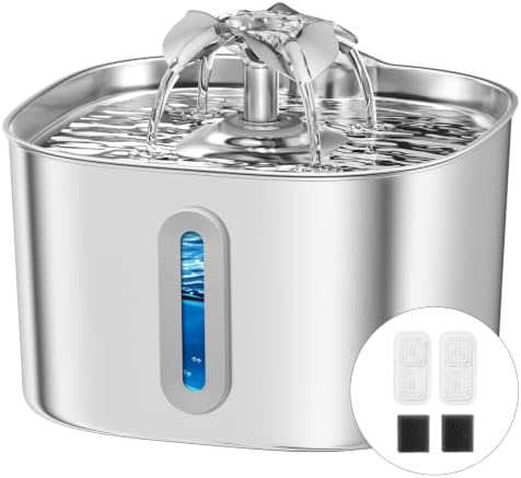 Cat Water Fountain, MOGOBABA Stainless Steel Cat Fountain 108oz/3.2L by Unknown