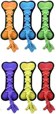 Multipet Cross-Ropes Bone Tough Dog Toy, 11.5" Assorted Colors (3 Pack)