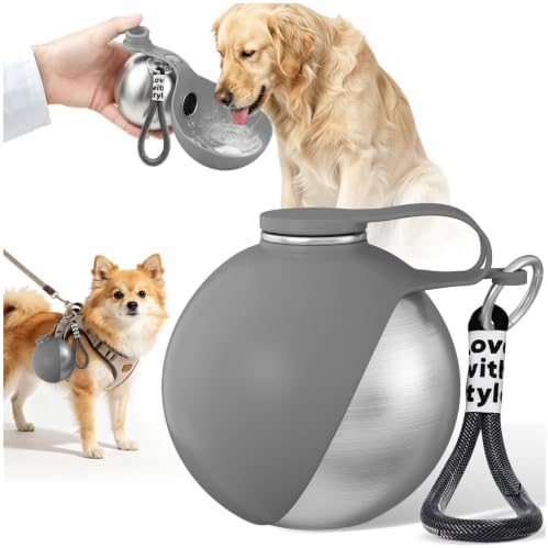 Portable Dog Water Bottle Bowl, 10oz Stainless Steel Puppy Water Dispenser by Home