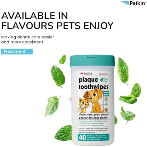 Petkin Cat and Dog Dental Wipes, 80 Wipes (Fresh Mint) - Natural Formula Cleans Teeth, Gums & Freshens Breath - for Daily Use - Convenient Dog Dental Care - 2 Packs of 40 Wipes (80 Wipes Total) - Image 5