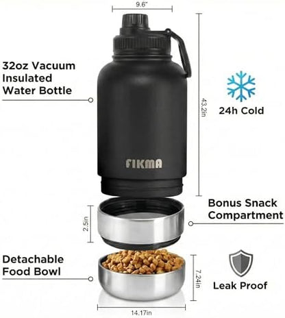 Dog Water Bottle with 2 Bowls, 32oz Insulated Stainless Steel Leak Proof - Image 3