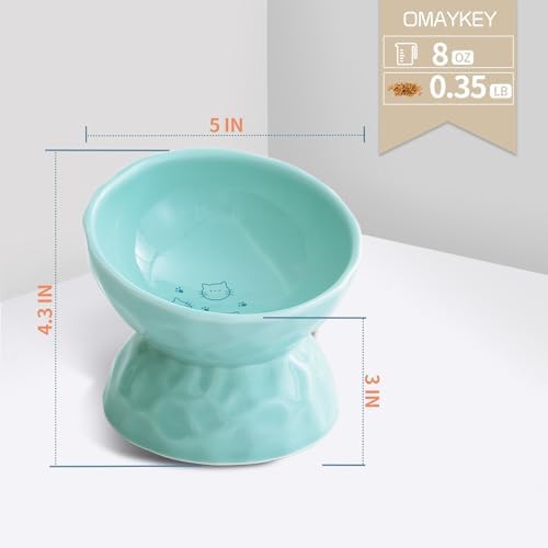 Ceramic Tilted Raised Cat Bowls, Elevated Cat Food and Water Bowl Set - Image 3