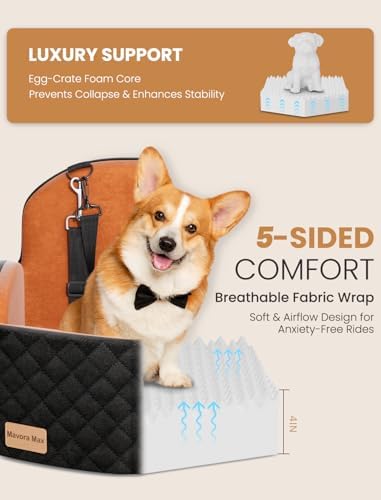 Dog Car Seat Booster for Small/Medium Dogs up to 35lbs, Brown - Image 4