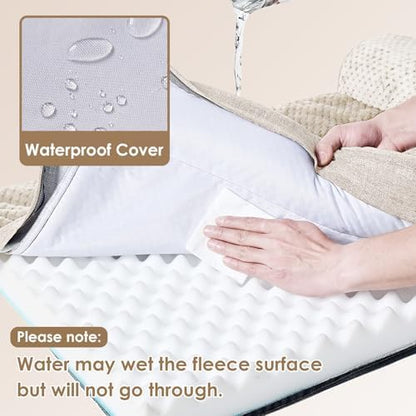 EHEYCIGA Large Dog Bed Memory Foam for Crate, Orthopedic Dog Bed Large Size Dogs with Washable Removable Cover, Waterproof Pet Sofa Couch with Nonskid Bottom, 35x22x6, Beige - Image 3