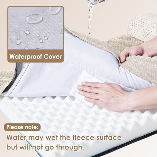 EHEYCIGA XL Dog Bed Memory Foam for Crate, Extra Large Dog Bed Orthopedic with Washable Removable Cover, Waterproof Pet Sofa Couch XLarge Size Dogs, 41x27x6.5, Beige - Image 3