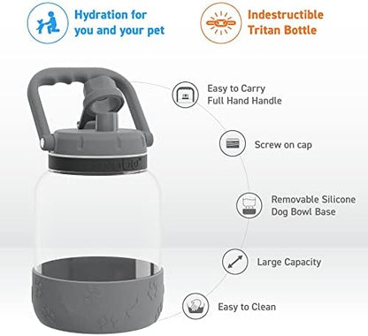 Asobu Buddy Bottle a Stainless Steel Insulated Water Bottle for with Removable Dog Water Bowl and Dog Food and Treat Storage Bowl (Green, 50 Ounce) - Image 2