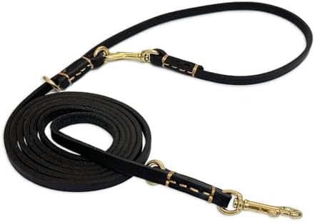 Multi Function 8ft Genuine Leather Hands Free Dog Training Leash for Puppy Small and Medium Dogs (8 Foot*3/8 inch, Black) by GuidingStar