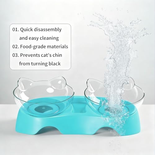 MILIFUN Cat Bowls, Cat Food Bowls Elevated Tilted, Anti Vomiting Kitty Bowl for Puppy and Bunny, Orthopedic Bowl for Indoor.(Blue) - Image 4