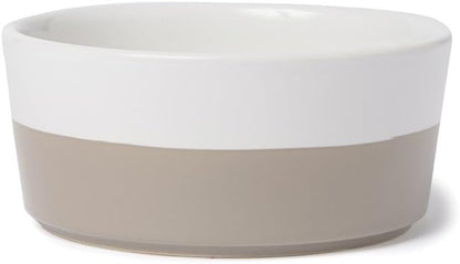 Waggo Dipper Ceramic Dog Bowl for Small and Large Breeds - Heavyweight and Durable Pet Food and Water Dish Crock, Dishwasher Safe, Modern (Vintage Grey, Large)