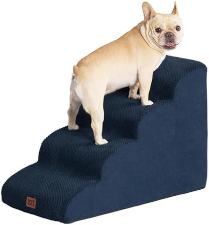 EHEYCIGA Curved Dog Stairs Ramp, 4-Step High Beds, 19.7" H Pet Step by EHEYCIGA