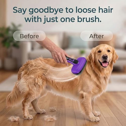 Self Cleaning Slicker Brush for Dog and Cat Shedding, Purple - Image 6