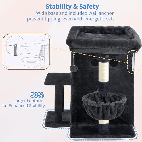 Heybly 26.3" Cat Tree for Large Cats with Big Perch & Dual Condos HCT204SG - Image 4