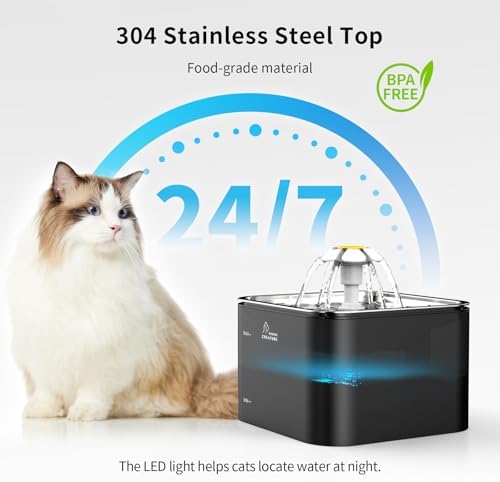 Wonder Creature Crystal Cat Water Fountain Stainless Steel Lid, 101oz/3L - Image 2