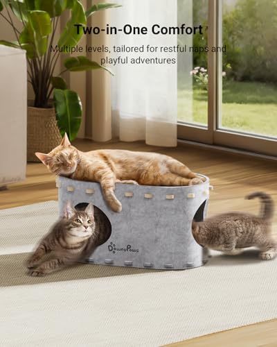 DownyPaws Cat House for Indoor Cats, Cube Castle Cat Bed Cave, Marble - Image 2