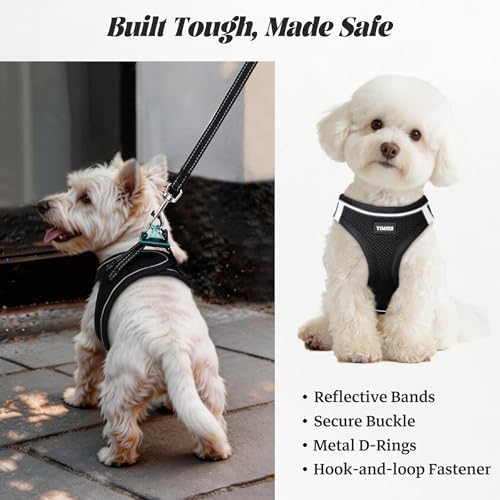 YIMEIS Dog Harness and Leash Set, No Pull Soft Mesh Pet Harness, Reflective Adjustable Puppy Vest for Small Medium Large Dogs, Cats (Black, X-Small (Pack of 2)) - Image 5