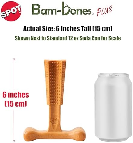 SPOT Bam-Bones Plus T Bone - Bamboo Fiber & Nylon, Durable Long Lasting Dog Chew for Aggressive Chewers – Toy for Dogs & Puppies Under 60lbs, Non-Splintering, 6in, Allergen Free Peanut Butter Flavor - Image 4