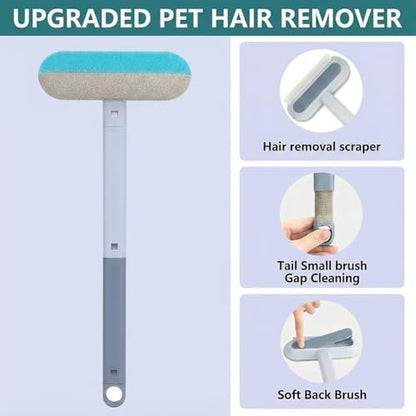 Pet Hair Remover Set, 3-in-1 Pet Hair Remover Brush with Built-in Detail Brush & Long Handle, Magic Pet Hair Removal Glove, Multi-Surface Pet Hair Remover for Home & Car & Furniture - Image 3