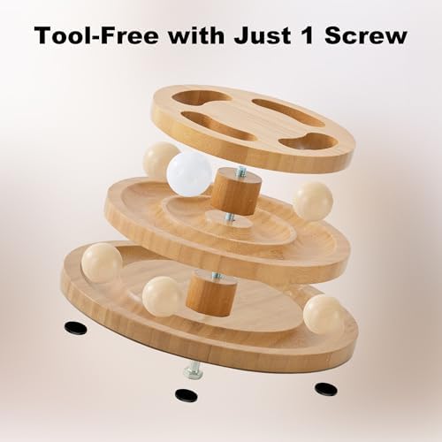 ZOMISIA Cat Ball Track Toy with Puzzle Top, Wooden Cat Toys for Indoor Cats - Image 6