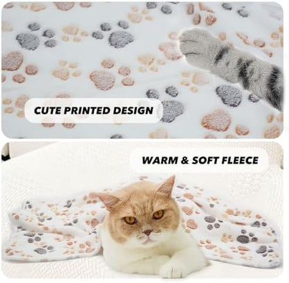 1 Pack 3 Puppy Dog Blankets Super Soft Warm Sleep Mat Fluffy Premium Fleece Pet Blanket Flannel Throw for Dog Puppy Cat - White Paw Print Medium(29"x20") - Image 2