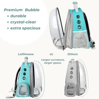 Lollimeow Cat Carrier Backpack, Expandable Bubble Pet Carrier for Cats and Small Dogs, Airline Approved Travel Backpack for Hiking, Walking & Outdoor Adventures - Supports up to 16 lbs - Image 4