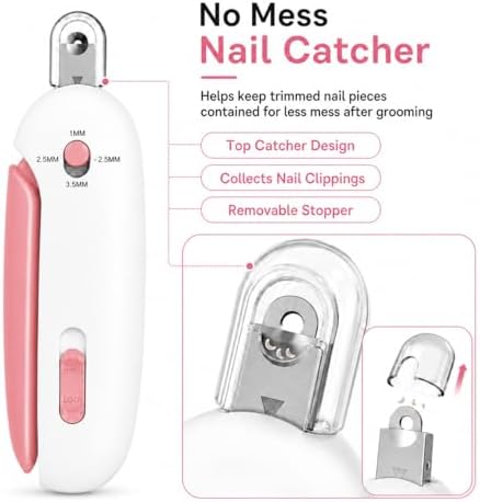 Wanheart Cat Nail Clipper, 4-Size Safety Guard, Nail Catcher & File, Pink - Image 3