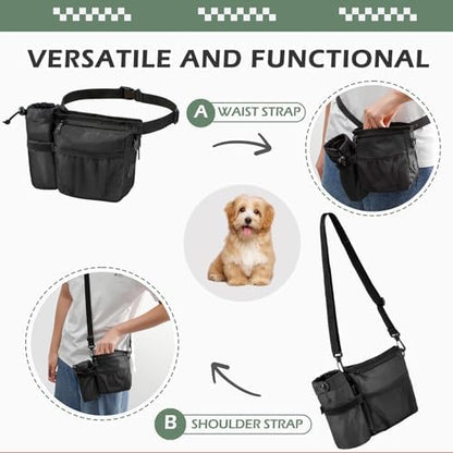 Dog Treat Training Pouch Built-in Poop Bag & Side Pocket Dispenser - Image 4