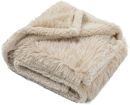 Pet Blankets Waterproof Fluffy Fleece Blanket Cat Dog Blankets Liquid Pee Proof Throw Blanket Reversible Furniture Protector Cover Washable for Couches Beds Sofa,65"x57" Beige by Unknown