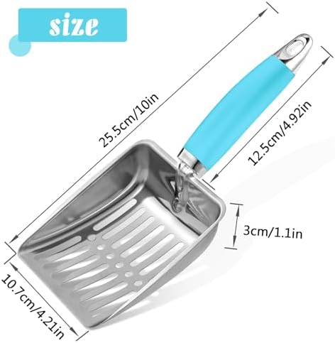Cat Litter Scoop - Stainless Steel Metal Cat Litter Scoop-Sturdy Mesh Scooper - Mesh Shovel-Easy to Clean - Suitable for Cat Litter Box -Blue-Christmas - Image 2