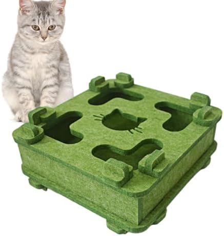 IUHKBH Cat Puzzle Toy, Soft Felt Intelligence Mind Game Track Balls Interactive Kitten Toy Puzzle Box for Indoor Cats, Easy to Assemble [Green] by IUHKBH