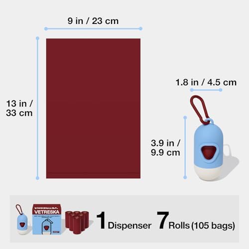 VETRESKA Dog Poop Bag Dispenser with 105 Bags, Leak Proof and Extra Thick - Image 3