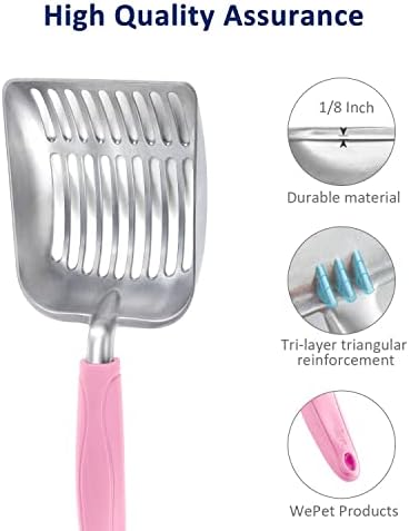 WePet Cat Litter Scoop, Aluminum Alloy Sifter, Kitty Metal Scooper, Deep Shovel, Long Handle, Poop Sifting, Kitten Pooper Lifter, Durable, Heavy Duty, for Litter Box - Image 4