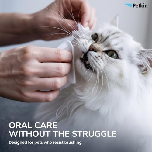 Petkin Cat and Dog Dental Wipes, 80 Wipes (Fresh Mint) - Natural Formula Cleans Teeth, Gums & Freshens Breath - for Daily Use - Convenient Dog Dental Care - 2 Packs of 40 Wipes (80 Wipes Total) - Image 3