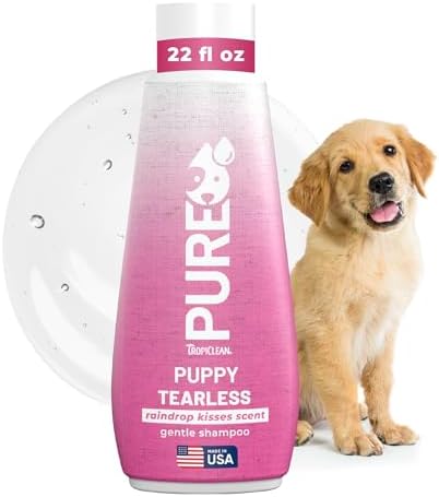 TropiClean Pure Tearless Puppy Shampoo, Raindrop Kisses Scent, 22oz by TropiClean