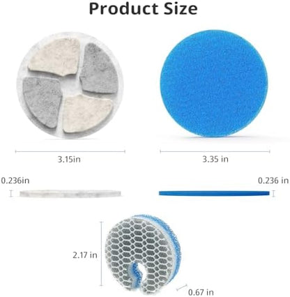 Stainless Steel Cat Water Fountain Filters, 10 Pack Replacement Filters Fit for Round 2L/67oz Automatic Pet Fountain, Filter with Triple Filtration System (10+10+10) - Image 5