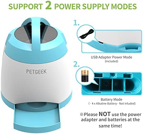 PETGEEK Dog Treat Dispenser with Button, Automatic Dog Feeder with Remote Control and Dual Power Supply, Dogs Puzzle Toys and Interactive Pet Stimulation Toys for Indoor/Outdoor Play (Blue) - Image 3
