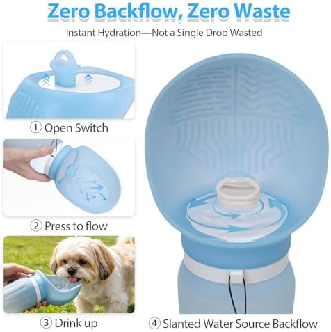Portable Dog Water Bottle, Leak Proof Collapsible Water Bottles Lightweight Dog Water Bottle Suitable for Pets Outdoor Walking, Hiking, Travel, Camping (Light Blue, 20.9, Ounces) - Image 3