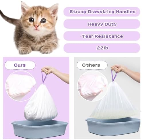 Elzrghs Cat Litter Box Liners Large, 30 Pack Jumbo Drawstring Cat Litter Bags, Extra Thick Litter Pan Liners Heavy Duty 36"x16" - Image 5