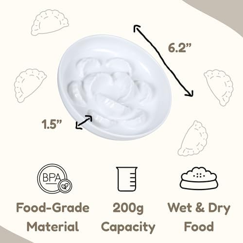 Unbreakable Slow Feeder Bowl - Melamine Puzzle Cat Bowl for Healthy Eating - Cat Feeder for Wet & Dry Food- Dishwasher Safe & Non Slip Design - 6.3''W x 1.2''H - 7 oz - White - Image 2