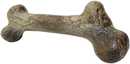 Pet Qwerks Dinosaur BarkBone - Wood Dog Bone for Moderate Chewers - Peanut Butter Flavor - 9.75" by PetQwerks