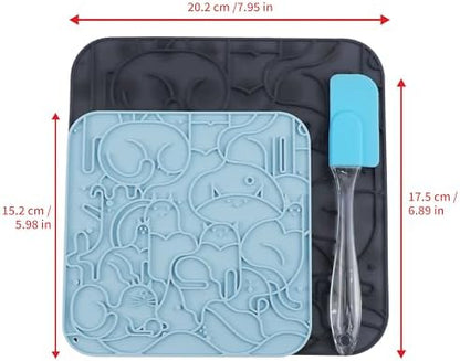 VI-FA Dog & Cat Lick Mat, Slow Feeder Pad with Suction Cups, Anxiety Relief for Bath Grooming Training (2 Pack, Blue) - Image 6