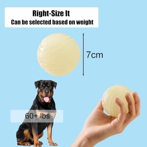 2 PCS Glowing Fetch Ball for Dogs - Rubber Toy Water Ball, High Bounce Training Chew Resistant for 60+ Lbs Belgian Malinois - Gifts (7CM) - Image 4