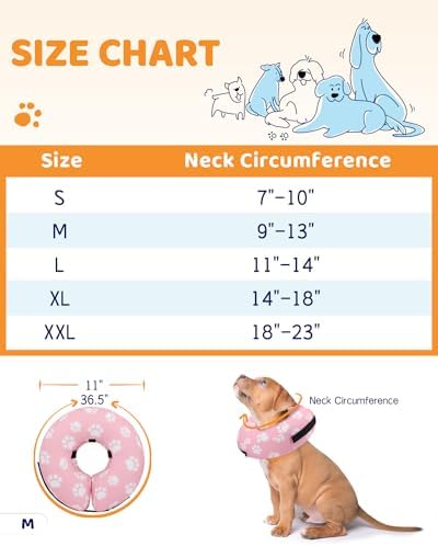 Supet Inflatable Dog Cone Collar for Large Medium Small Dogs, Soft Cone Collar for Dogs Cats, ECollar Doggie Neck Donut Dog Cone Alternative After Surgery - Image 6