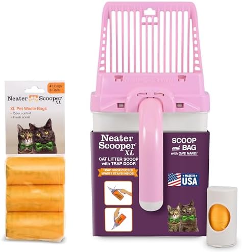 Neater Pet Brands Neater Scooper XL Cat Litter Scoop, 60 Refill Bags – Extra-Large Capacity Mess-Free Cat Litter Scooper with Bag for Large & Multiple Cats, Spill-Proof Litter Box Scooper with Holder by NeaterPetBrands